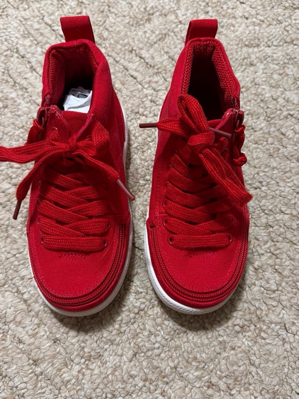 Kids Adaptive Red High-Top Canvas Sneakers with Cushioned Comfort